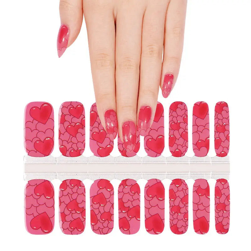 Wholesale Vlentine's Day Nails in Bulk Custom Pink Heart Nail Sticker HUIZI