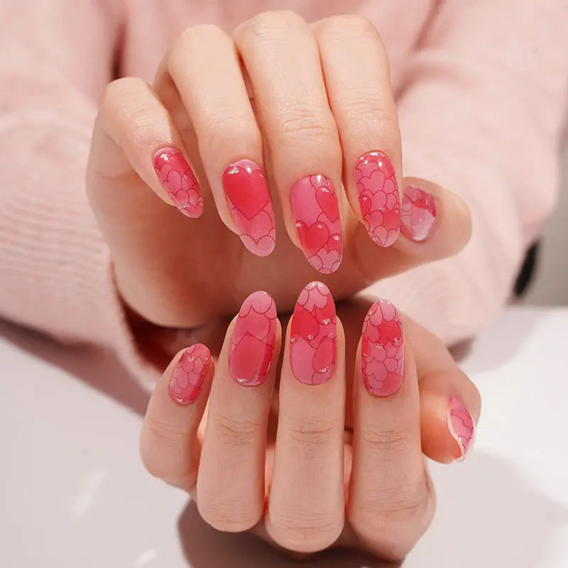 Wholesale Vlentine's Day Nails in Bulk Custom Pink Heart Nail Sticker HUIZI