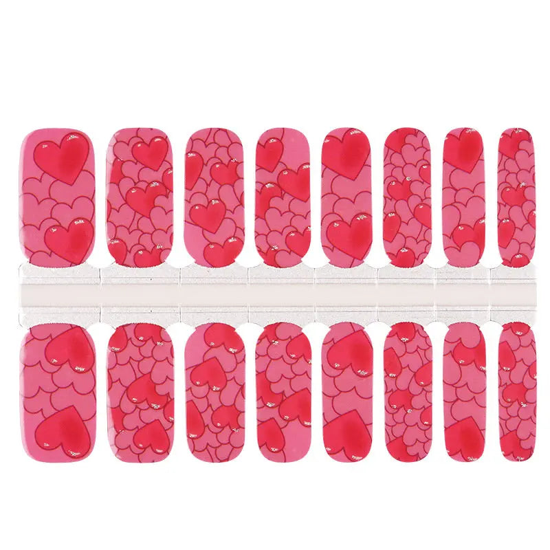 Wholesale Vlentine's Day Nails in Bulk Custom Pink Heart Nail Sticker HUIZI