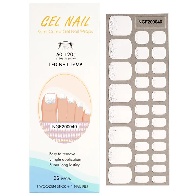 Wholesale White Gel Toe Nail Strips Custom SolidGel Toe Nail Wraps HUIZI