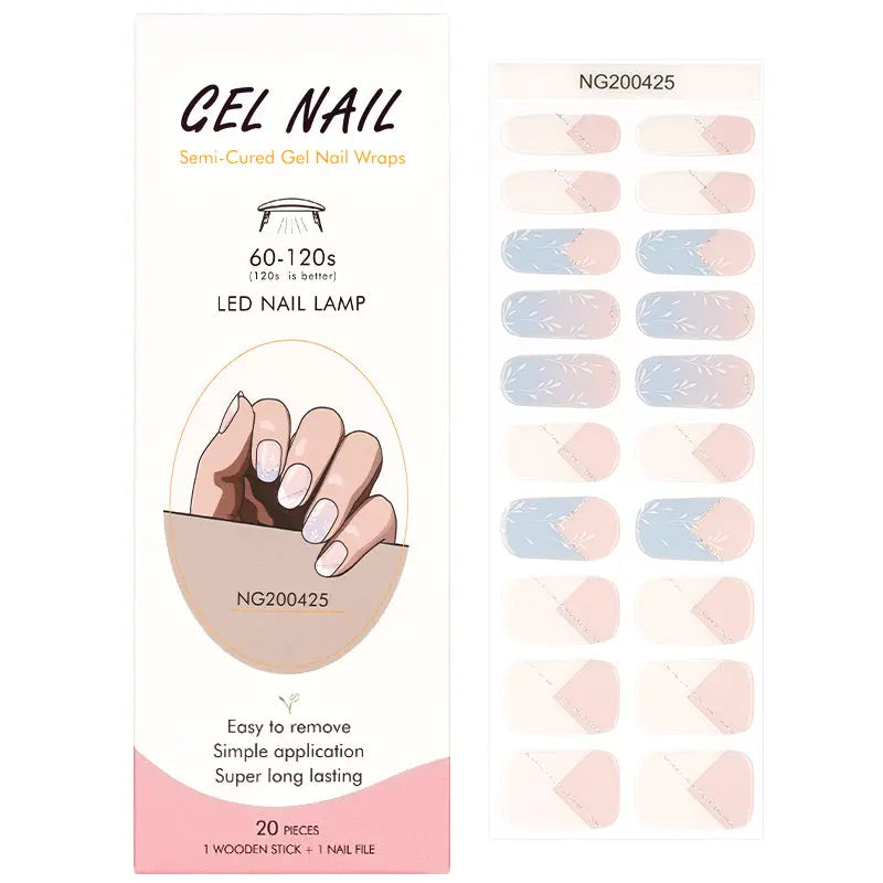 Wholesale White Soft Flower Gel Nail Stickers Custom Fall Nail Ideas Semi-Cured Gel Nail Wraps HUIZI