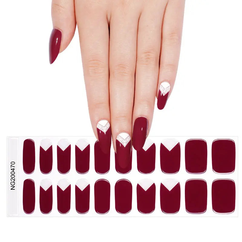 Wholesale Wine Gel Nail Strips Custom French Gel Nail Stickers HUIZI