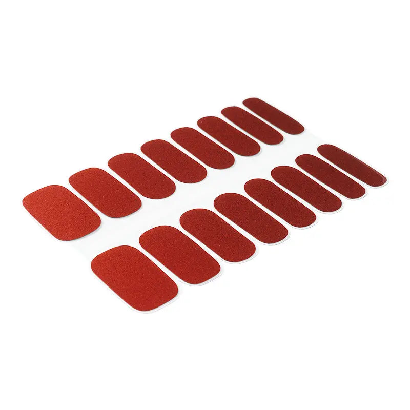 Wholesale Wine Red Glitter Semi-cured Gel Nail Strips Custom Nails HUIZI