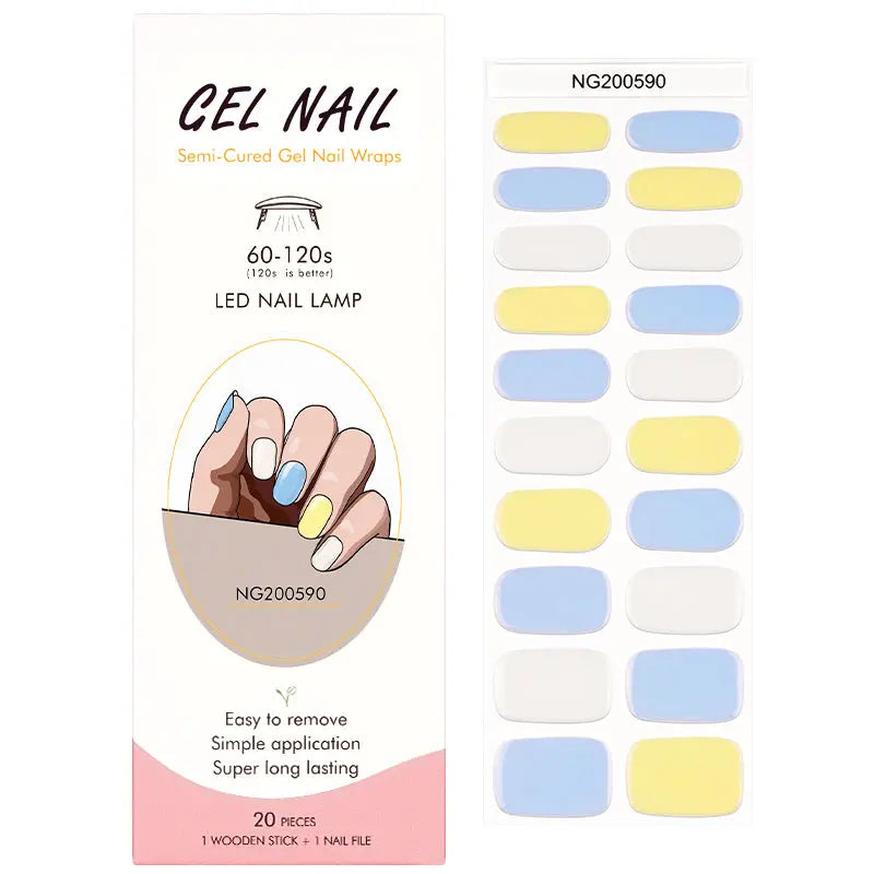 Wholesale Yellow, White & Blue Gel Nail Strips – OEM & Private Label Customization Available HUIZI