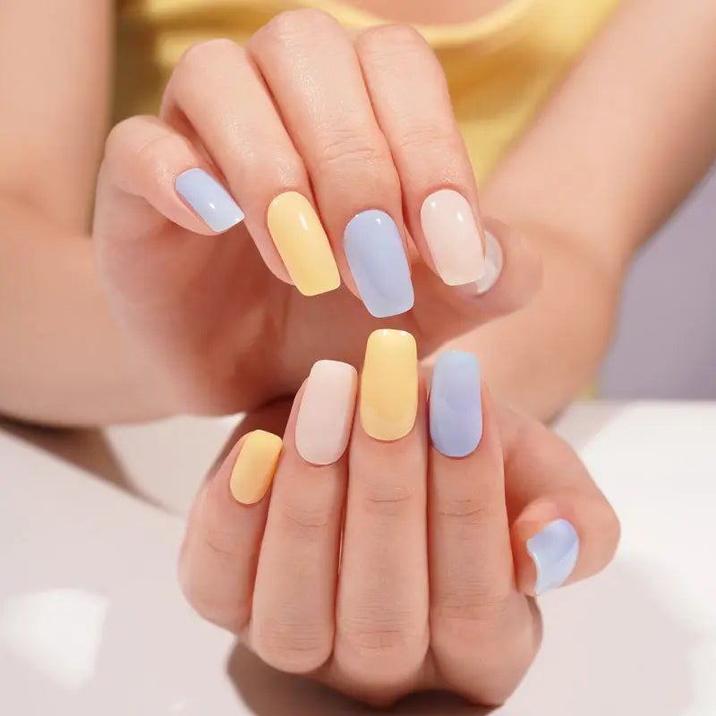 Wholesale Yellow, White & Blue Gel Nail Strips – OEM & Private Label Customization Available HUIZI