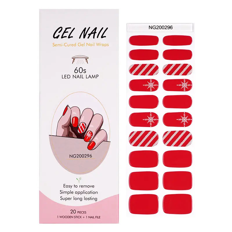 Wholesale & Custom Scarlet Snowflakes Nail Art Gel Nail Wraps - Huizi HUIZI