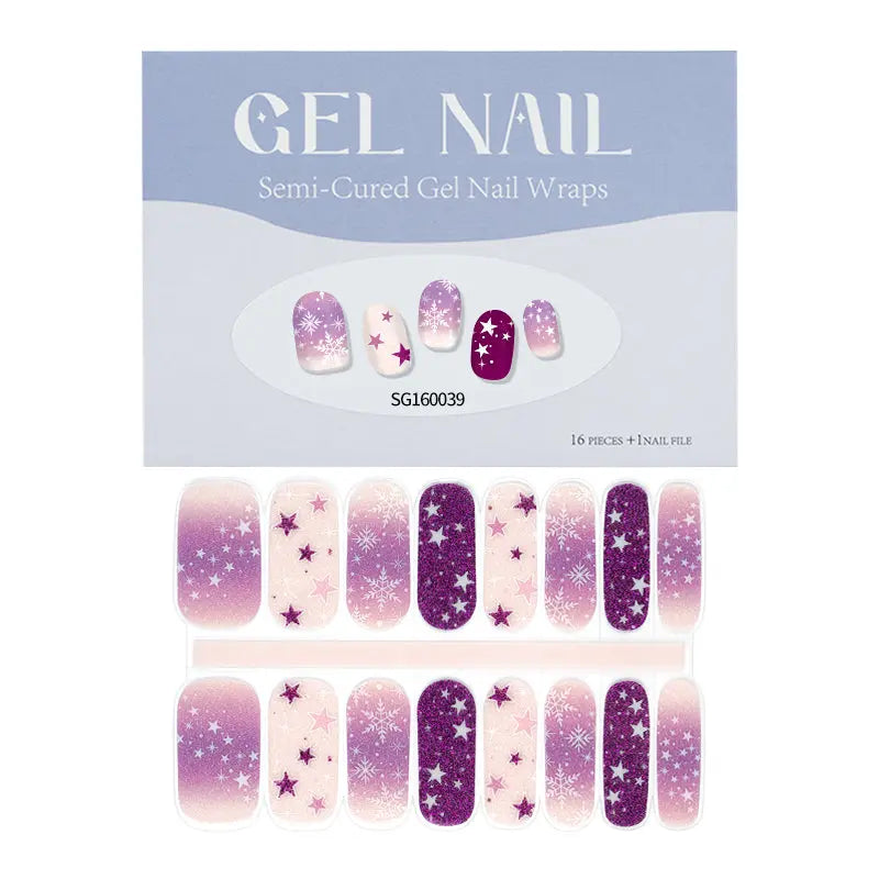Winter Gel Nail Wraps Nail Polish Strips Sticker Snow Nail Design - Huizi HUIZI