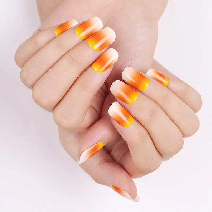 Yellow And Orange Pastel Gradient Wholesale mango Sunset Nail Art Cust