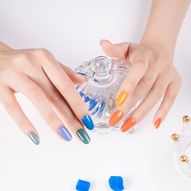 Wholesale Semi Cured Gel Nails Custom Nail Designs Supplier, Solid, Rainbow HUIZI