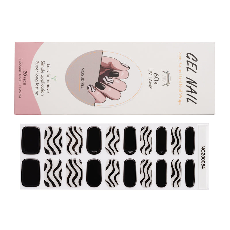 Nail Wraps Wholesale Semi Cured Gel Nails, Black White Creative HUIZI