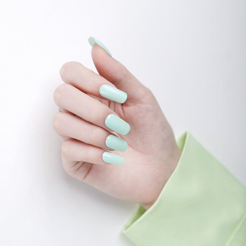 Wholesale Semi Cured Gel Nails, Custom Design Nail Wraps, Solid Mint Green HUIZI