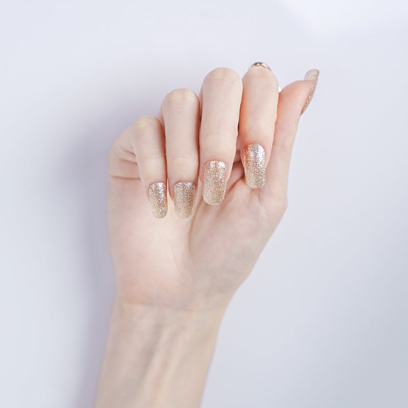 Wholesale Semi Cured Gel Nails Custom Nail Designs Supplier, Glitter, Golden Shine HUIZI