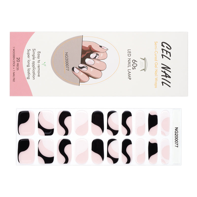 Wholesale Gel Nail Wraps Custom Almond Nails Designs, Pink Cow HUIZI