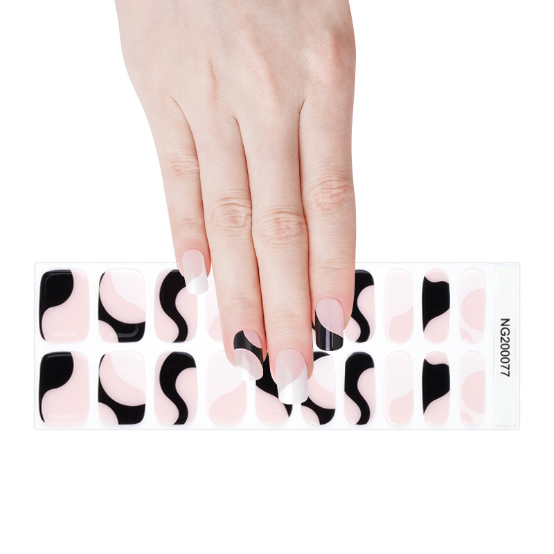 Wholesale Gel Nail Wraps Custom Almond Nails Designs, Pink Cow HUIZI