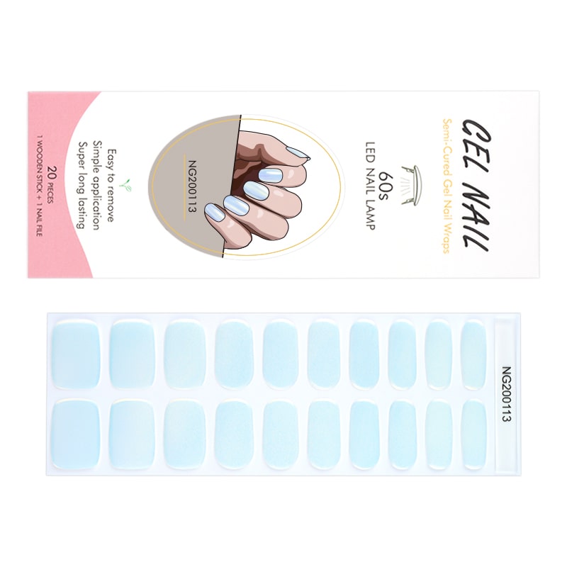 Nail Wrap Wholesale Nail Strips Aurora Nails, Light Blue HUIZI