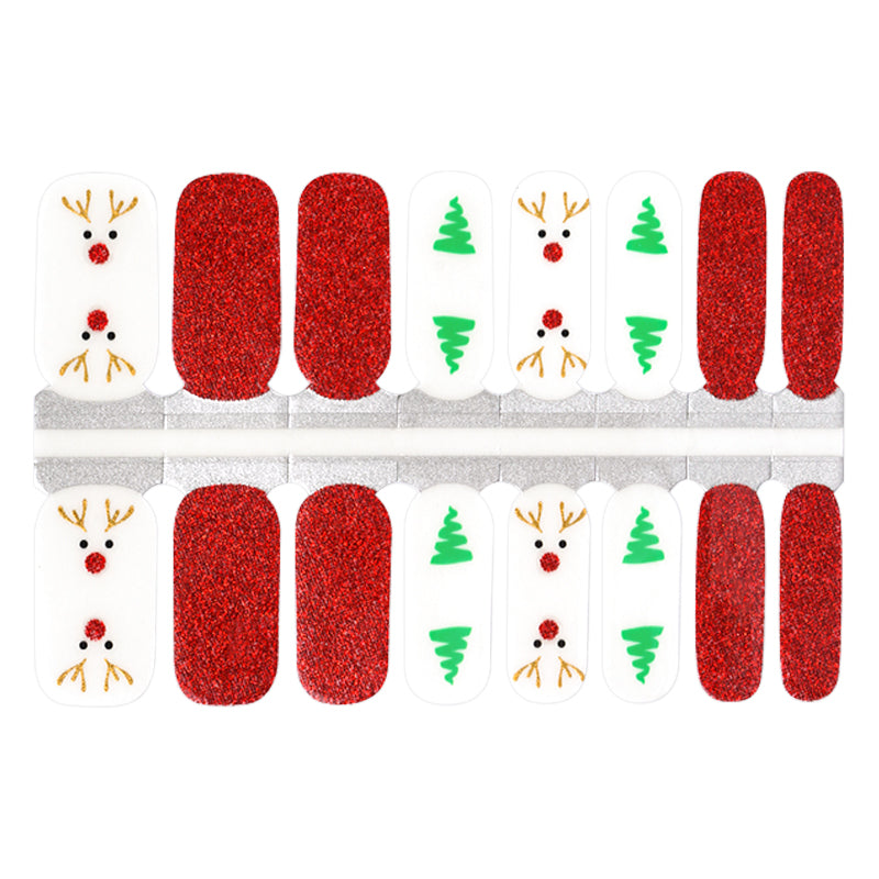 Wholesale Christmas Nails, Red Glitter Nails Christmas Moose HUIZI