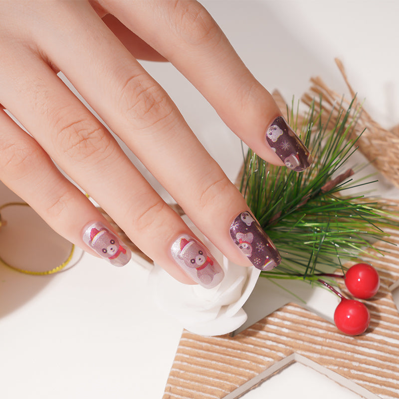 Nail Polish Wraps Wholesale & Custom Nail Designs, Christmas Bear HUIZI