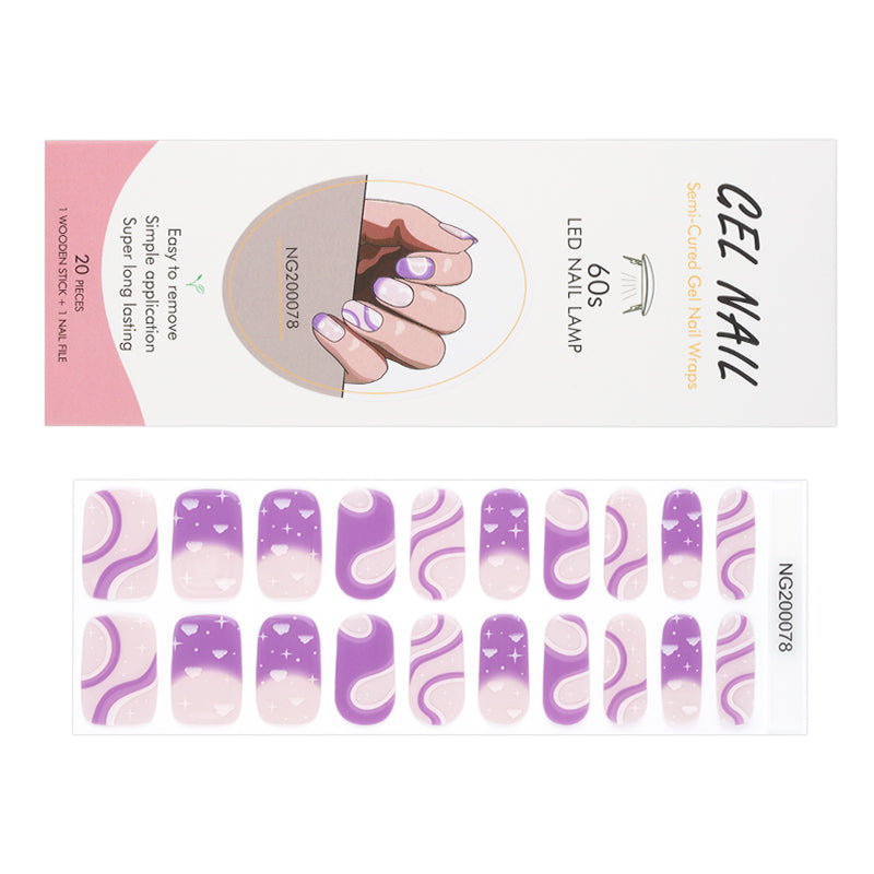 Wholesale Gel Nail Wraps Art Design Nails, Purple Almond Nails HUIZI