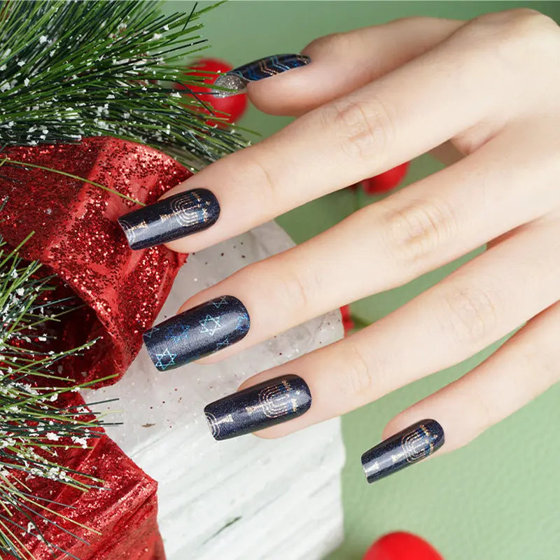 Bulk Christmas Nails Private Label Nail Polish Strips Jewish Festival Hanukkah HUIZI