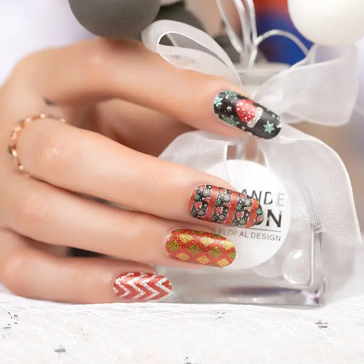 Bulk Glitter Nails, Christmas Nails, Classic Christmas Nails HUIZI