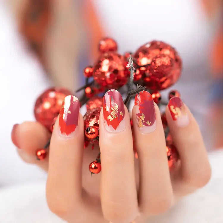 Bulk Metallic Nails, Christmas Nails, Red Christmas Nails HUIZI