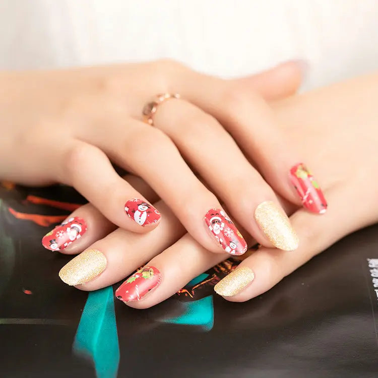 Bulk Nail Wraps Red Christmas Nails Glitter Nails, Red Santa Claus HUIZI