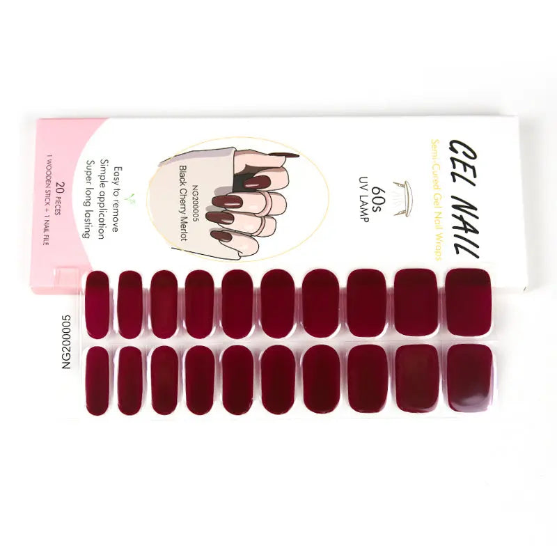 Bulk Nail Wraps Semi Cured Gel Nail Wraps Solid Color Nails, Solid, Charm Red HUIZI