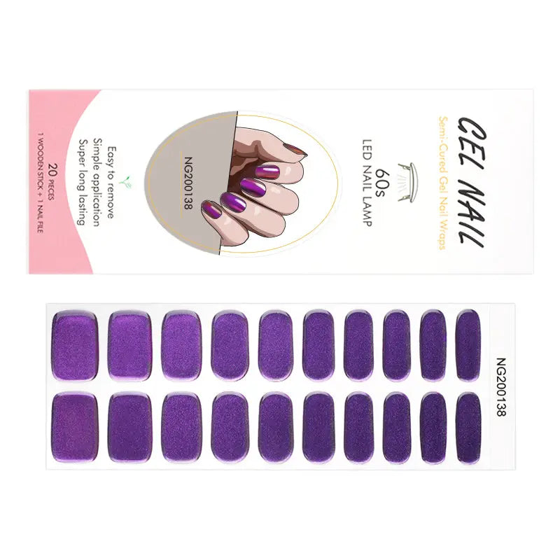 Bulk Nail Wraps Semi Cured Nail Strips Aurora Nails, Aurora Violet Purple HUIZI