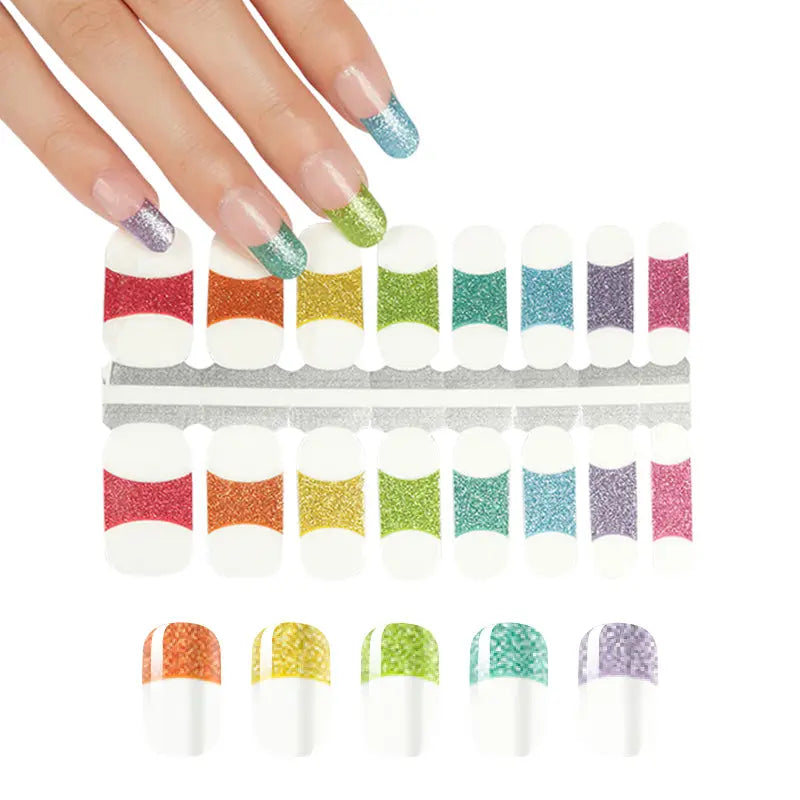 Bulk Nail Wraps, Custom Nail Wraps Wholesale, French Nail, Rainbow-HUIZI-HUIZI Nails manufacturer