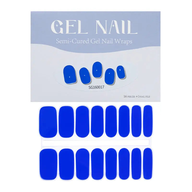 Bulk Semi Cured Gel Nails Custom Nail Strips, Klein Blue HUIZI