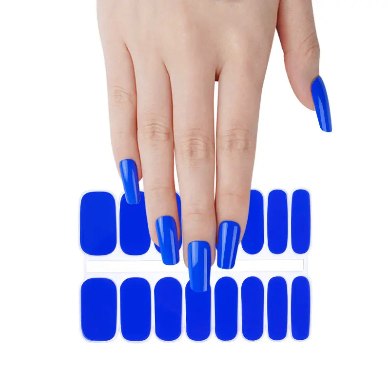 Bulk Semi Cured Gel Nails Custom Nail Strips, Klein Blue HUIZI