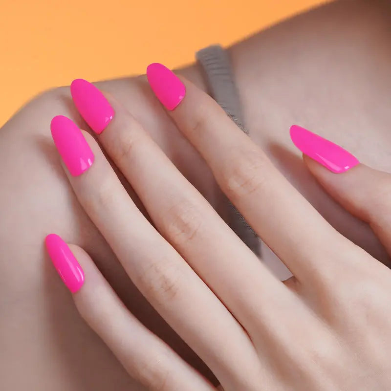 Custom Nail Wraps Bulk Gel Nail Wraps, Fluorescent Pink Nails HUIZI