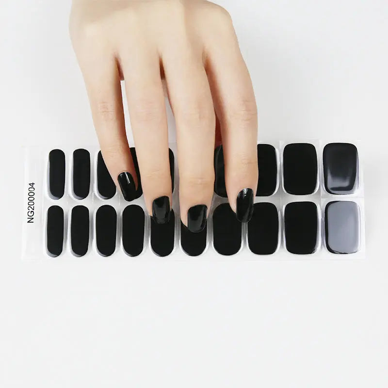 Custom Nail Wraps Gel Nail Wraps Solid Color Nails, Solid Night Black HUIZI