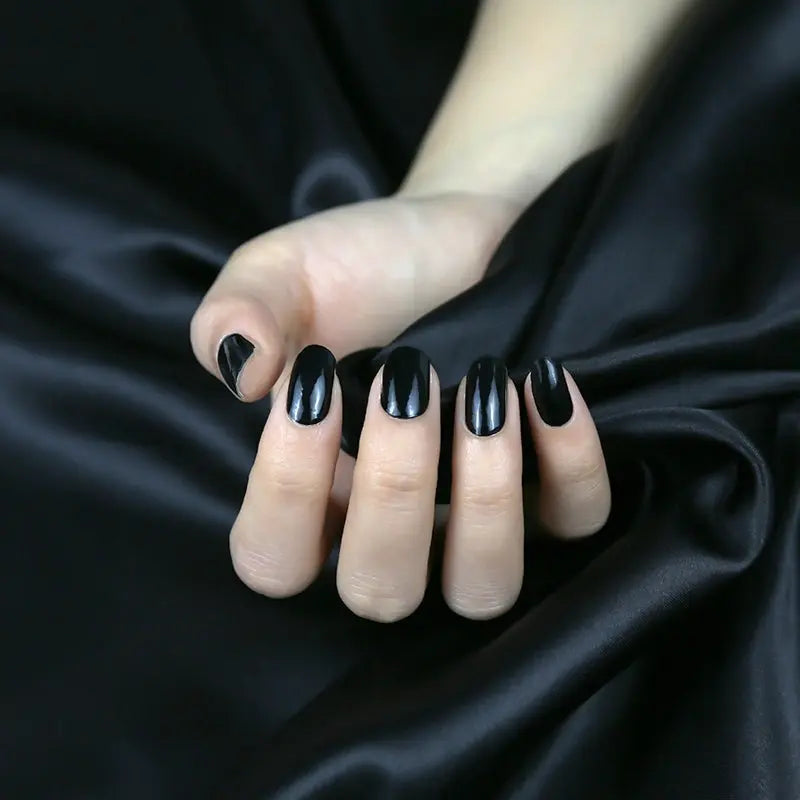 Custom Nail Wraps Gel Nail Wraps Solid Color Nails, Solid Night Black HUIZI