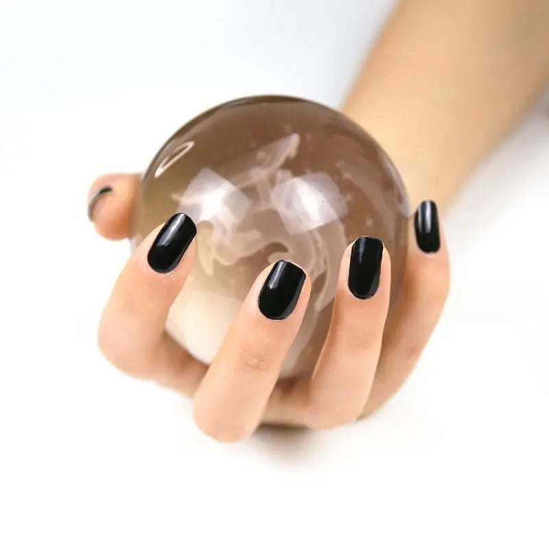 Custom Nail Wraps Gel Nail Wraps Solid Color Nails, Solid Night Black HUIZI