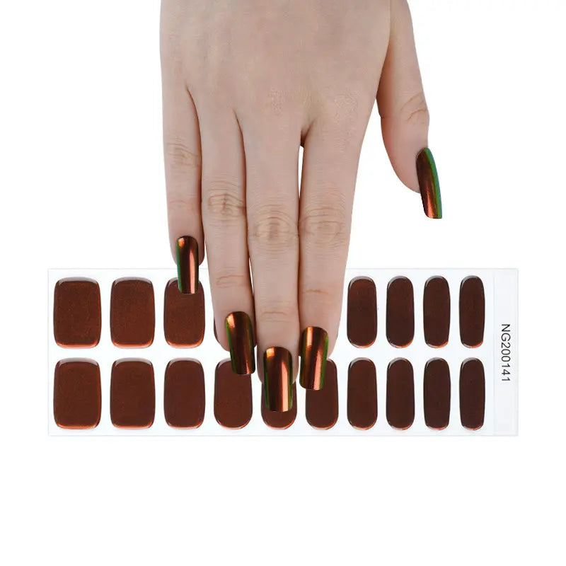 Custom Nail Wraps Semi Cured Gel Nails Aurora Nails, Aurora Ruby Red Nails HUIZI