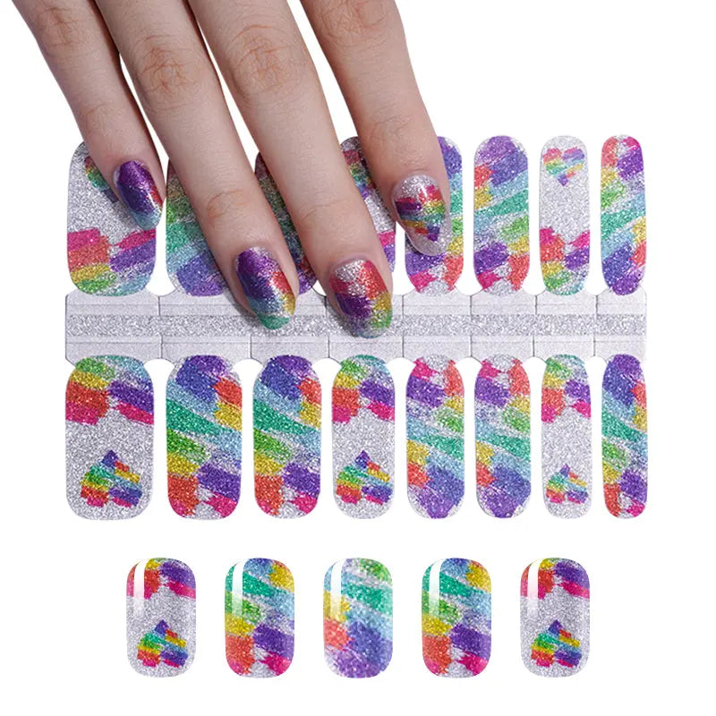 Custom Nail Wraps Wholesale Custom Design Nail Wraps, Glitter Strips, Rainbow-HUIZI-HUIZI Nails manufacturer