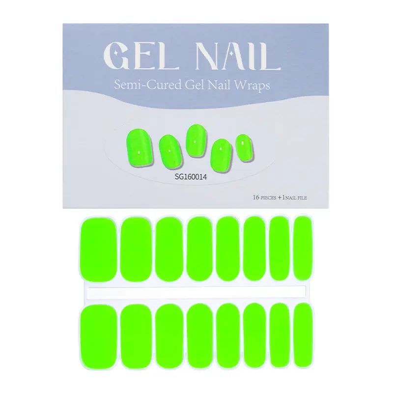 Custom Nail Wraps Wholesale Fluorescent Nails, French Lime HUIZI