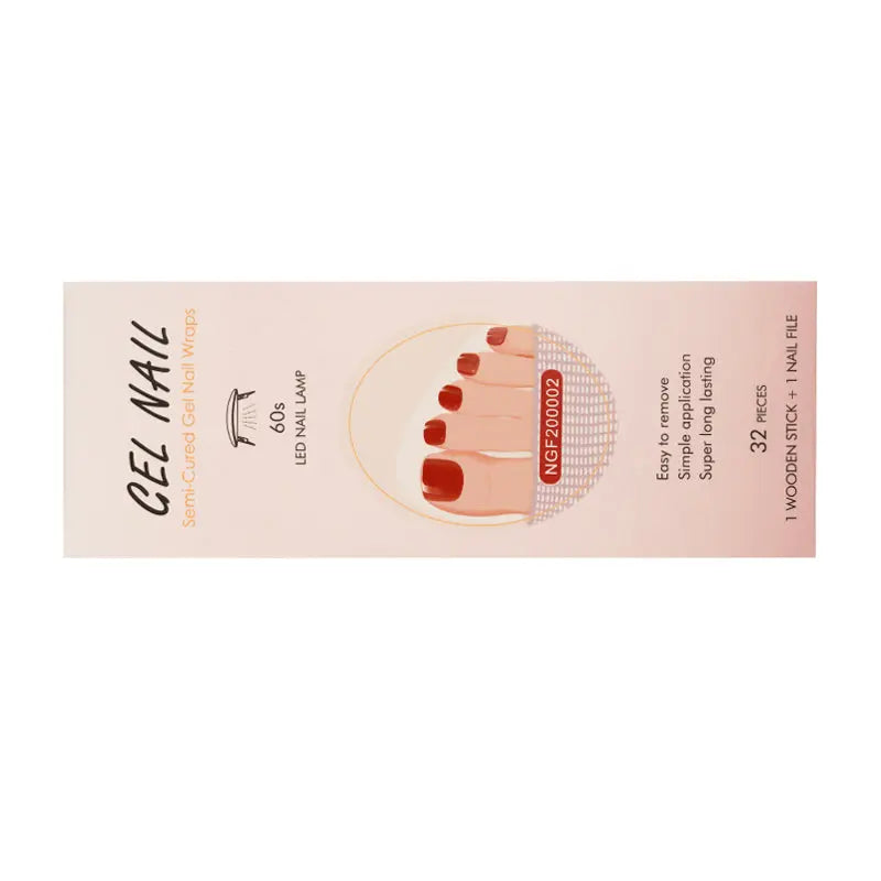 Custom Nail Wraps Wholesale Gel Toe Nail Wraps, Solid, Red-HUIZI-HUIZI Nails manufacturer