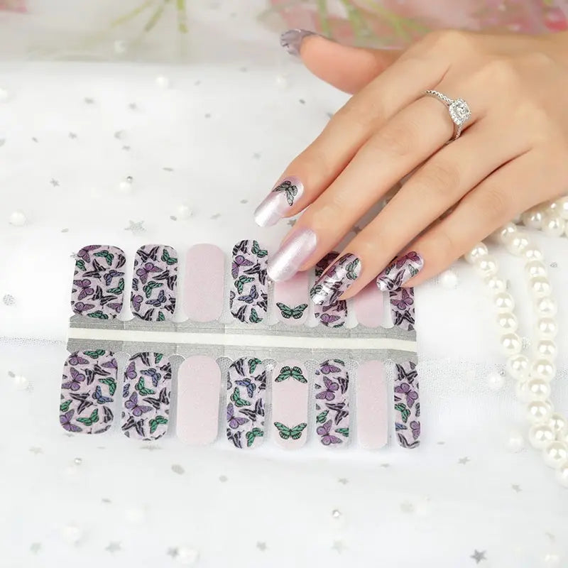 Custom Nail Wraps Wholesale Nail Stickers, Purple Butterfly HUIZI