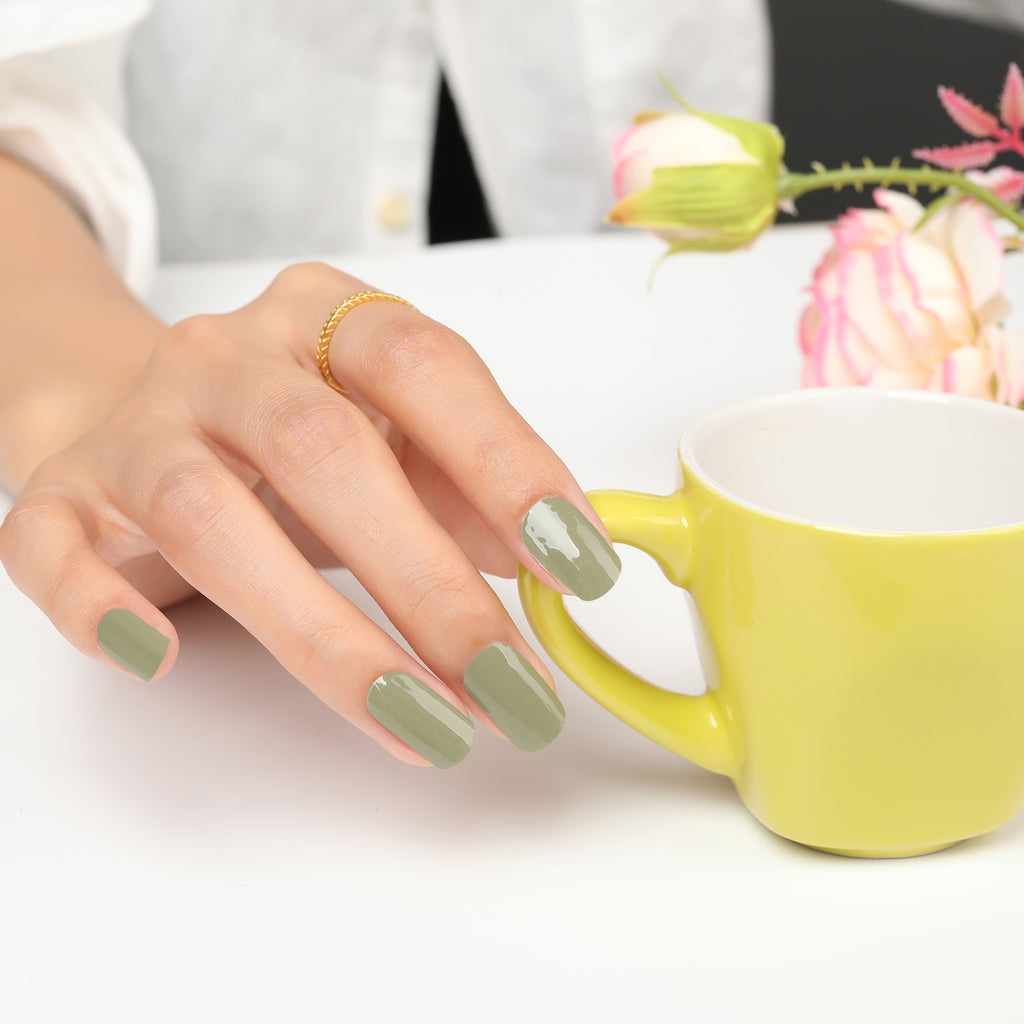 Custom Nail Wraps Gel Nail Wraps Solid Color Nails, Solid Grass Green HUIZI