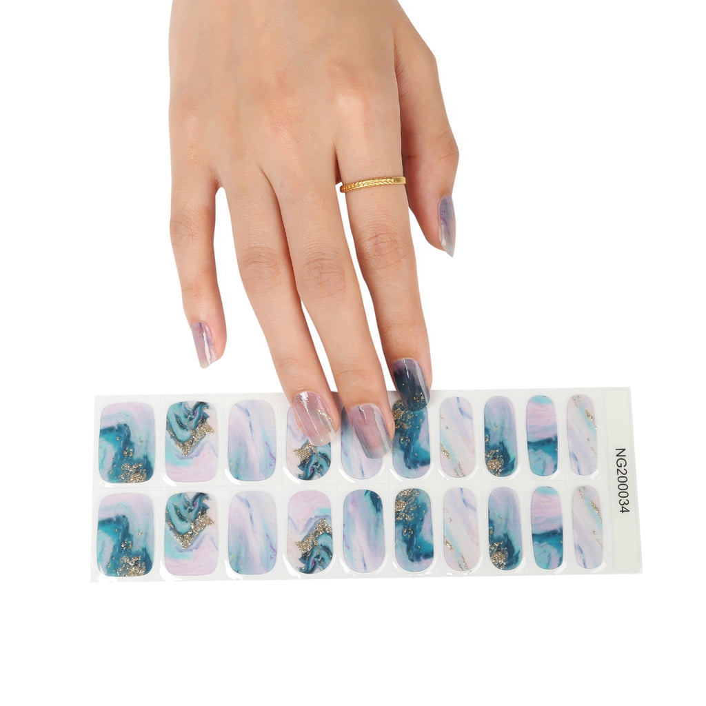 Nail Wraps Wholesale Gel Nail Wraps Glitter Nails, Geometric Glitter, Purple Gold HUIZI