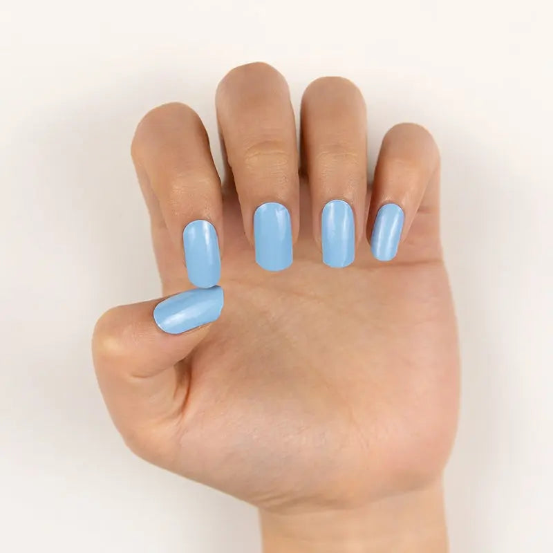 Nail Stickers Bulk Semi Cured Gel Nail Wraps Solid Color Nails, Solid, Sky Blue HUIZI