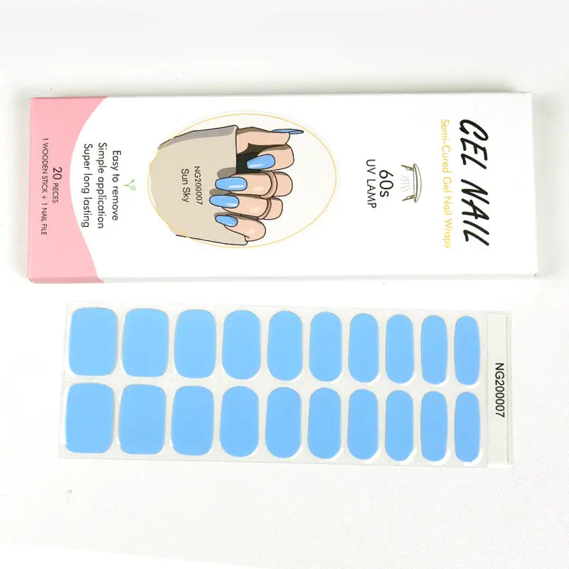 Nail Stickers Bulk Semi Cured Gel Nail Wraps Solid Color Nails, Solid, Sky Blue HUIZI