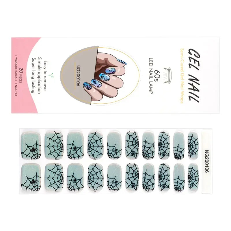 Nail Wrap Wholesale Semi Cured Gel Nails Hollogram Spiderweb HUIZI