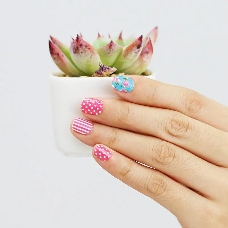 Nail Wraps Wholesale Floral Nail Stickers, Pink Flower HUIZI