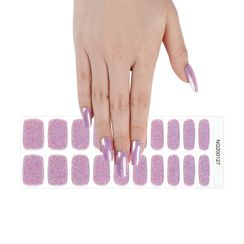 Nail Wraps Wholesale Gel Nail Strips Holographic Nails, Pink Rose HUIZI
