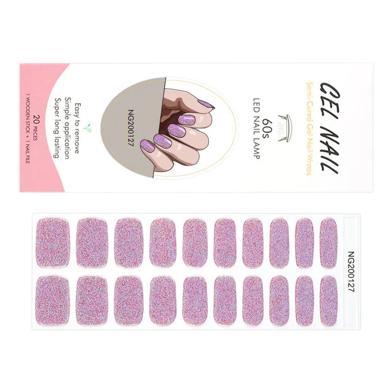 Nail Wraps Wholesale Gel Nail Strips Holographic Nails, Pink Rose HUIZI
