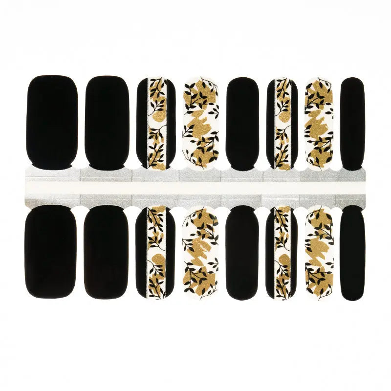 Wholesale Nail Wraps Nail Supply & Custom Nail Designs, Vintage Black Golden Vines HUIZI