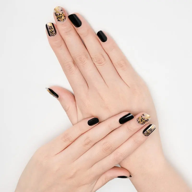 Wholesale Nail Wraps Nail Supply & Custom Nail Designs, Vintage Black Golden Vines HUIZI